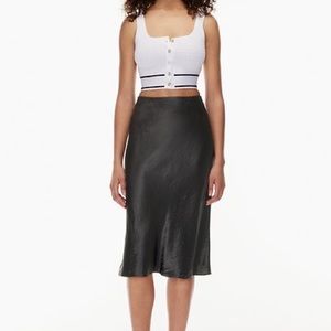 Aritzia Wilfred Satin Movement Skirt in Black